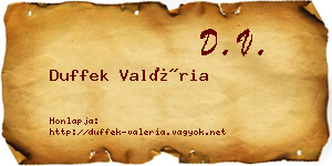 Duffek Valéria névjegykártya